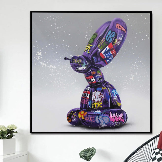 Graffiti Balloon Dog Canvas Art - Balloon Dog Poster