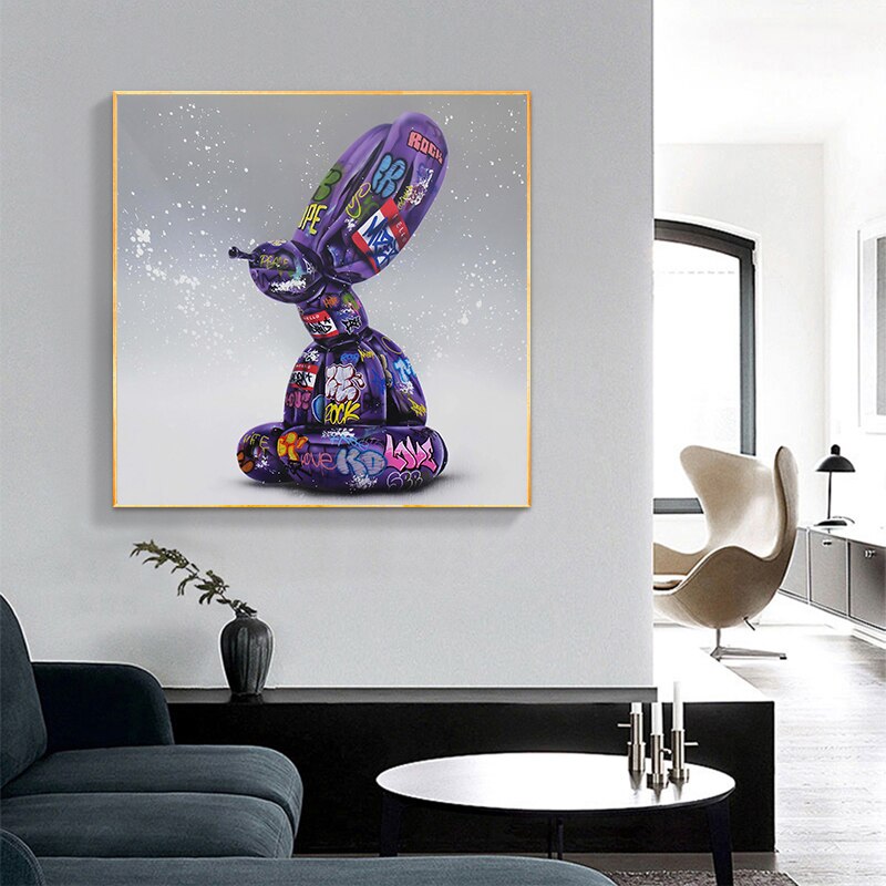 Graffiti Balloon Dog Canvas Art - Balloon Dog Poster-ChandeliersDecor