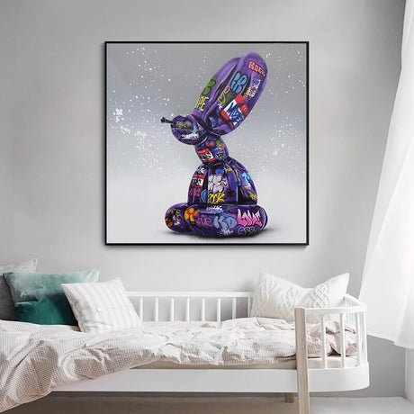 Graffiti Balloon Dog Canvas Art - Balloon Dog Poster-ChandeliersDecor