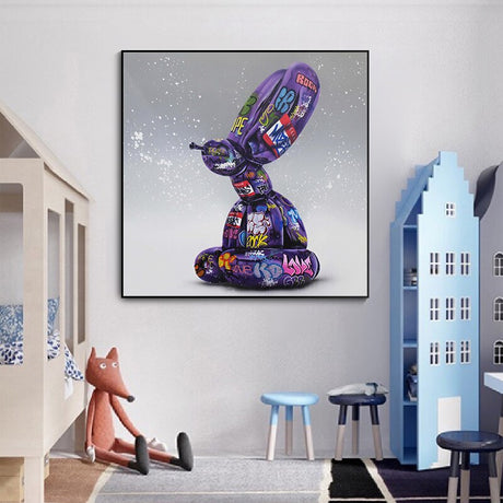 Graffiti Balloon Dog Canvas Art - Balloon Dog Poster-ChandeliersDecor