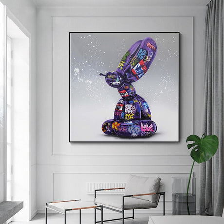 Graffiti Balloon Dog Canvas Art - Balloon Dog Poster-ChandeliersDecor