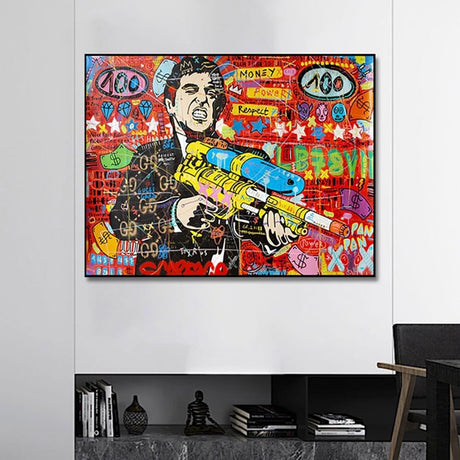 Graffiti Canvas Wall Poster - Godfather Scarface Pablo Design-ChandeliersDecor