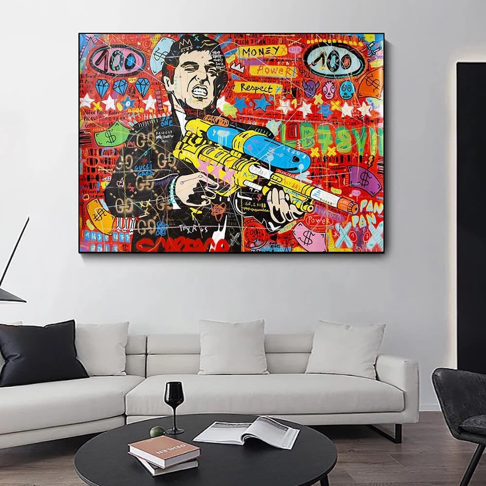 Graffiti Canvas Wall Poster - Godfather Scarface Pablo Design-ChandeliersDecor