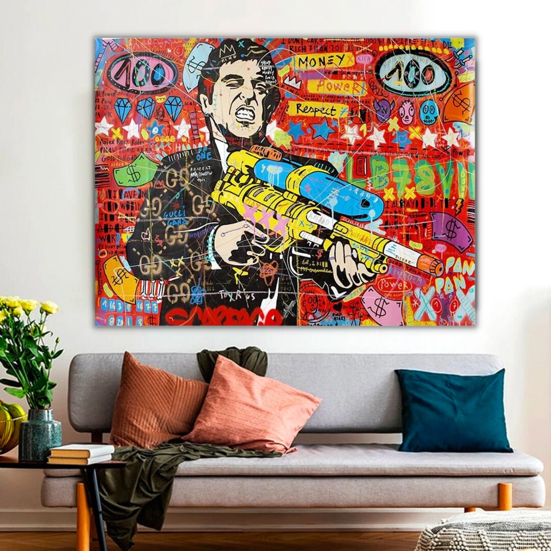 Graffiti Canvas Wall Poster - Godfather Scarface Pablo Design-ChandeliersDecor