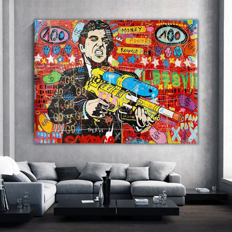 Graffiti Canvas Wall Poster - Godfather Scarface Pablo Design-ChandeliersDecor