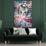 Graffiti Chewing Gum Sexy Lady Canvas Wall Art