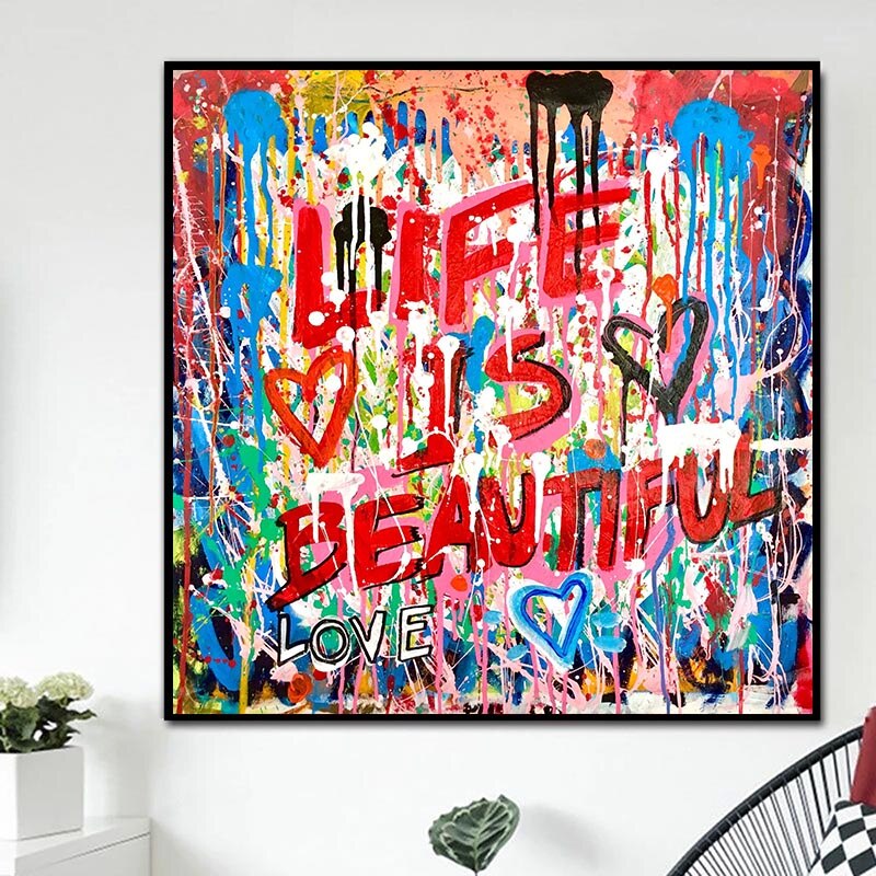 Graffiti Follow Your Dreams Canvas Wall Art-ChandeliersDecor