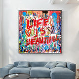 Graffiti Follow Your Dreams Canvas Wall Art-ChandeliersDecor