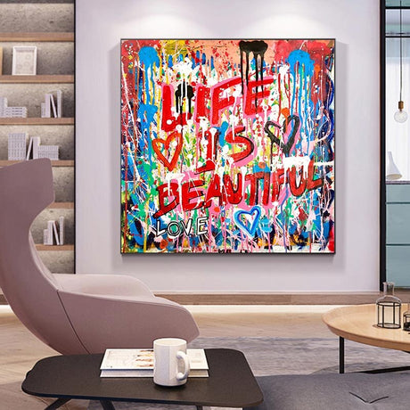 Graffiti Follow Your Dreams Canvas Wall Art-ChandeliersDecor