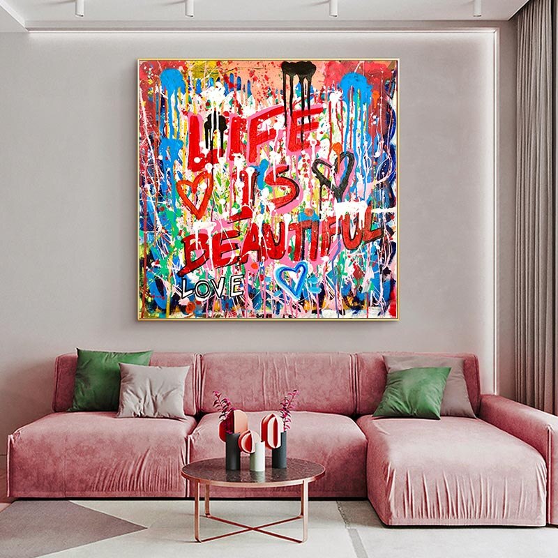 Graffiti Follow Your Dreams Canvas Wall Art-ChandeliersDecor