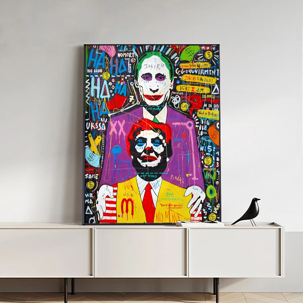 Graffiti Movie Star Joker Canvas Wall Art-ChandeliersDecor
