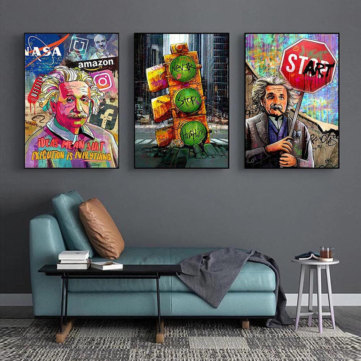 Graffiti Pop Art Famous Scientist Canvas Wall Art