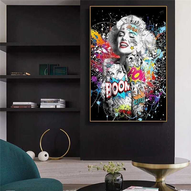 Graffiti Sexy Girl Canvas Wall Art-ChandeliersDecor