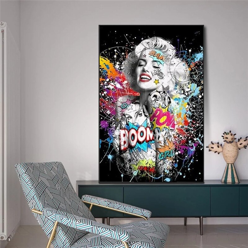 Graffiti Sexy Girl Canvas Wall Art-ChandeliersDecor