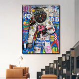 Graffiti Street Art Astronaut Canvas Wall Art-ChandeliersDecor