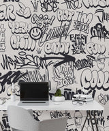Graffiti Wallpaper Mural: Bold Urban Art-ChandeliersDecor.com