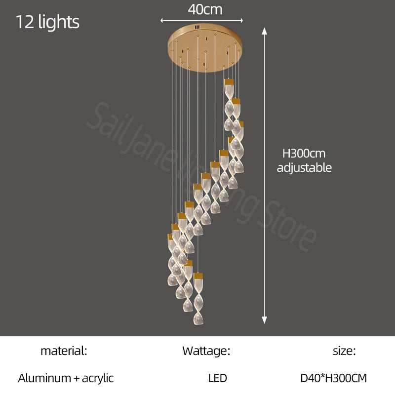 Grand Twirl Staircase Chandelier: Premium Lighting Solution-ChandeliersDecor