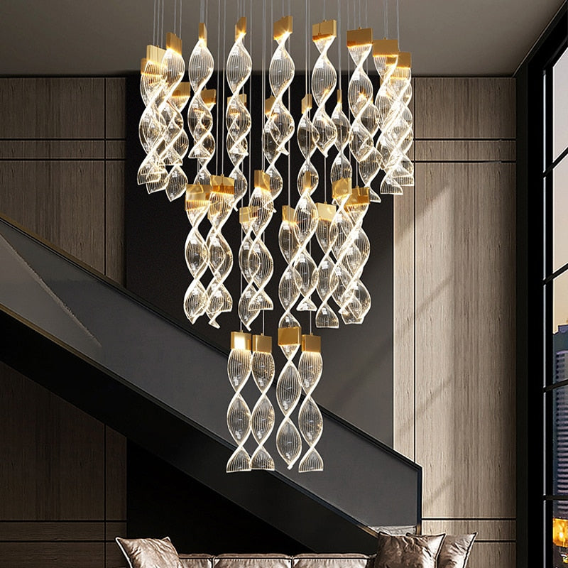 Grand Twirl Staircase Chandelier: Premium Lighting Solution-ChandeliersDecor