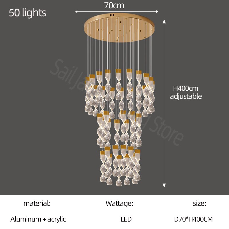 Grand Twirl Staircase Chandelier: Premium Lighting Solution-ChandeliersDecor