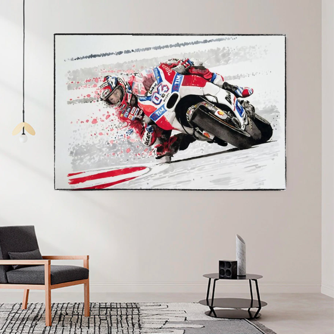 Grandprix Motorbike Racing Canvas Wall Art-ChandeliersDecor