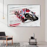 Grandprix Motorbike Racing Canvas Wall Art-ChandeliersDecor