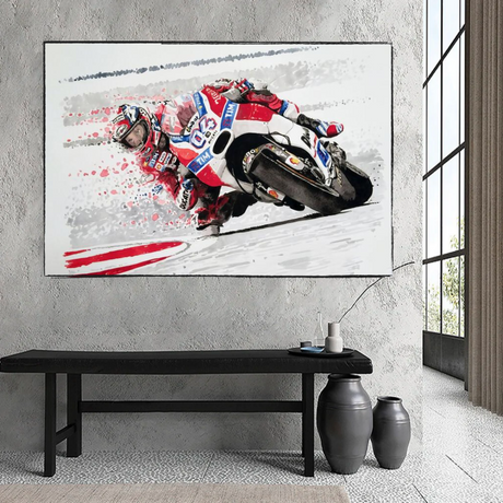 Grandprix Motorbike Racing Canvas Wall Art-ChandeliersDecor