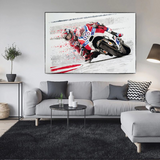 Grandprix Motorbike Racing Canvas Wall Art-ChandeliersDecor