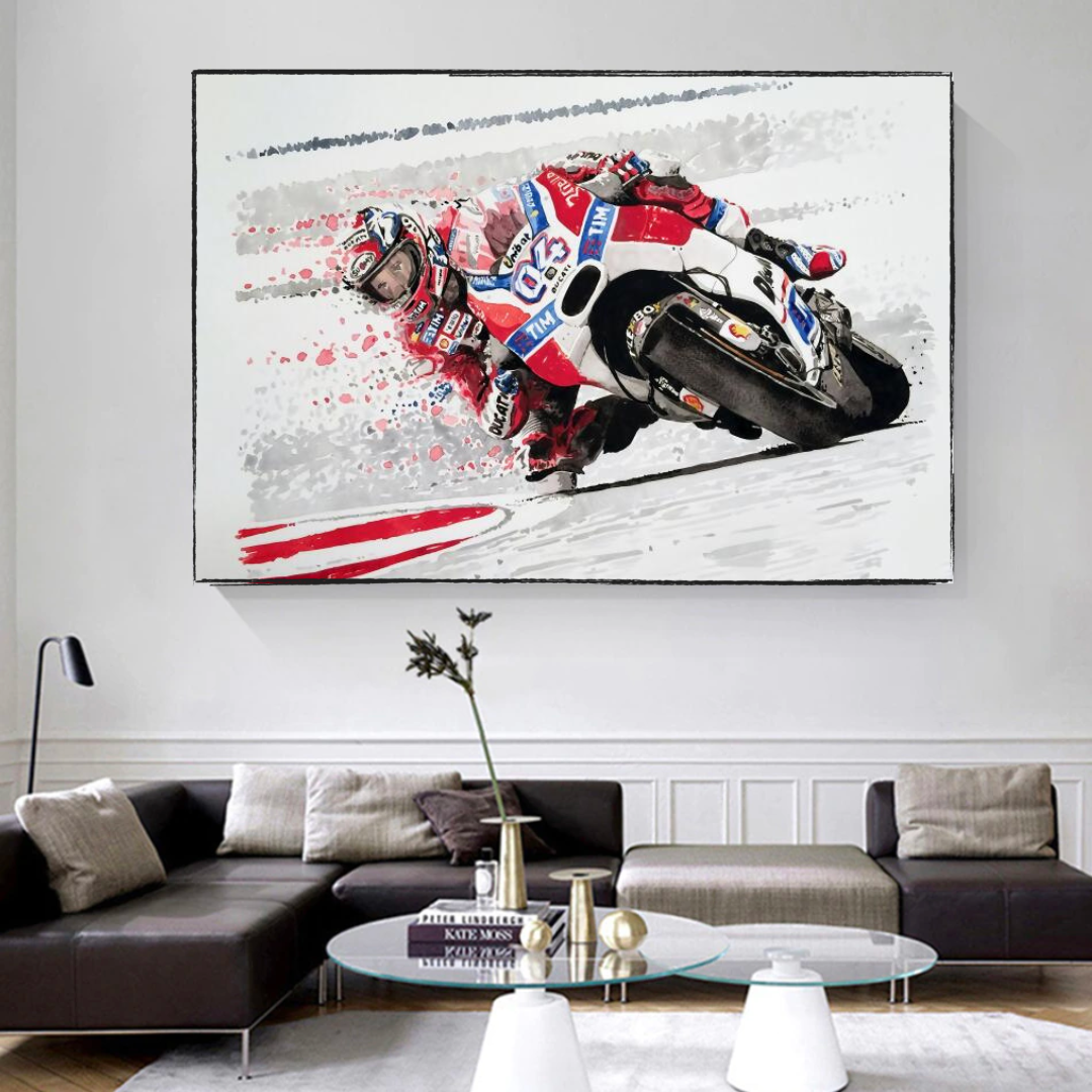 Grandprix Motorbike Racing Canvas Wall Art-ChandeliersDecor