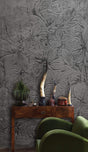 Gray Emboss Florals Wallpaper Mural-ChandeliersDecor.com