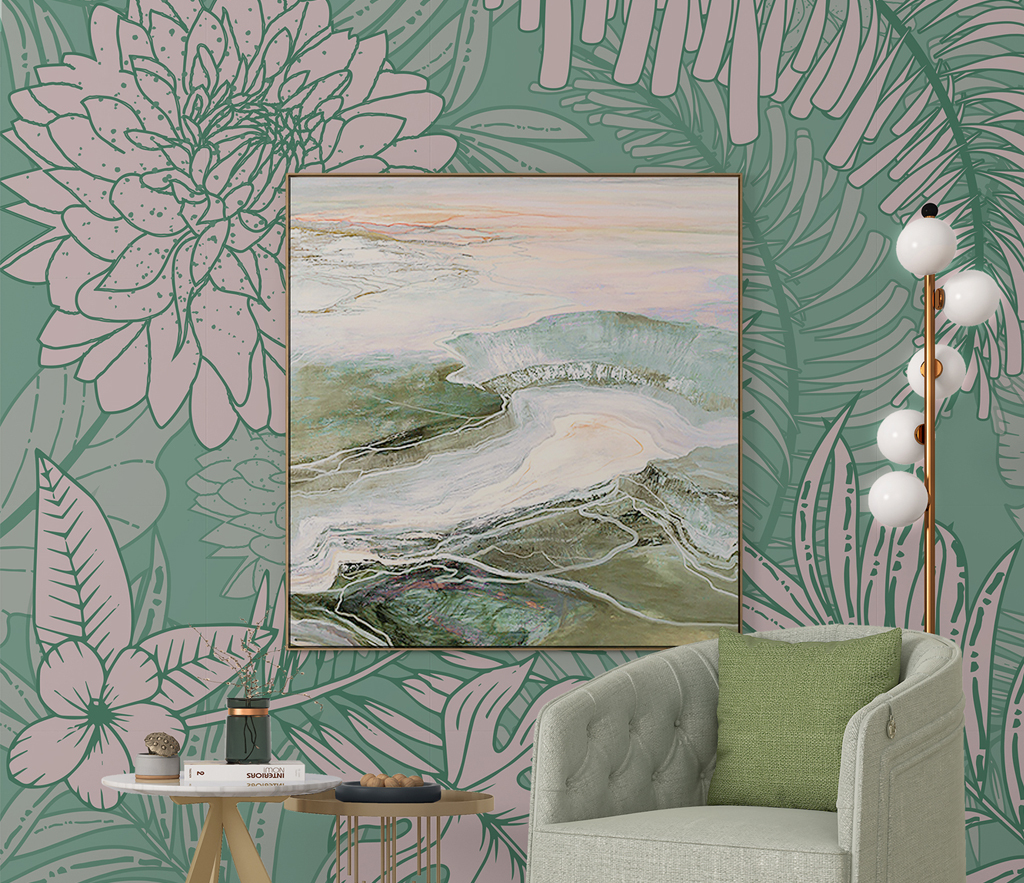 Tapetenwandbilder mit grünen Blüten und Blumen – atemberaubende Wanddekoration