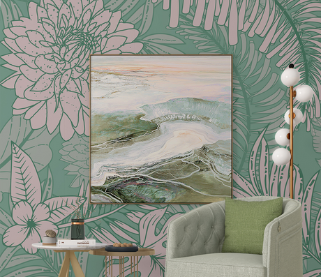 Green Blossom Flowers Wallpaper Murals - Stunning Wall Decor-ChandeliersDecor