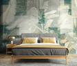 Green Geometric Leaves Wallpaper Murals-ChandeliersDecor.com