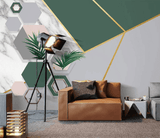 Green Geometric Shapes Wallpaper Murals-ChandeliersDecor.com