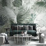 Green Haven Living Room Wall Mural-ChandeliersDecor