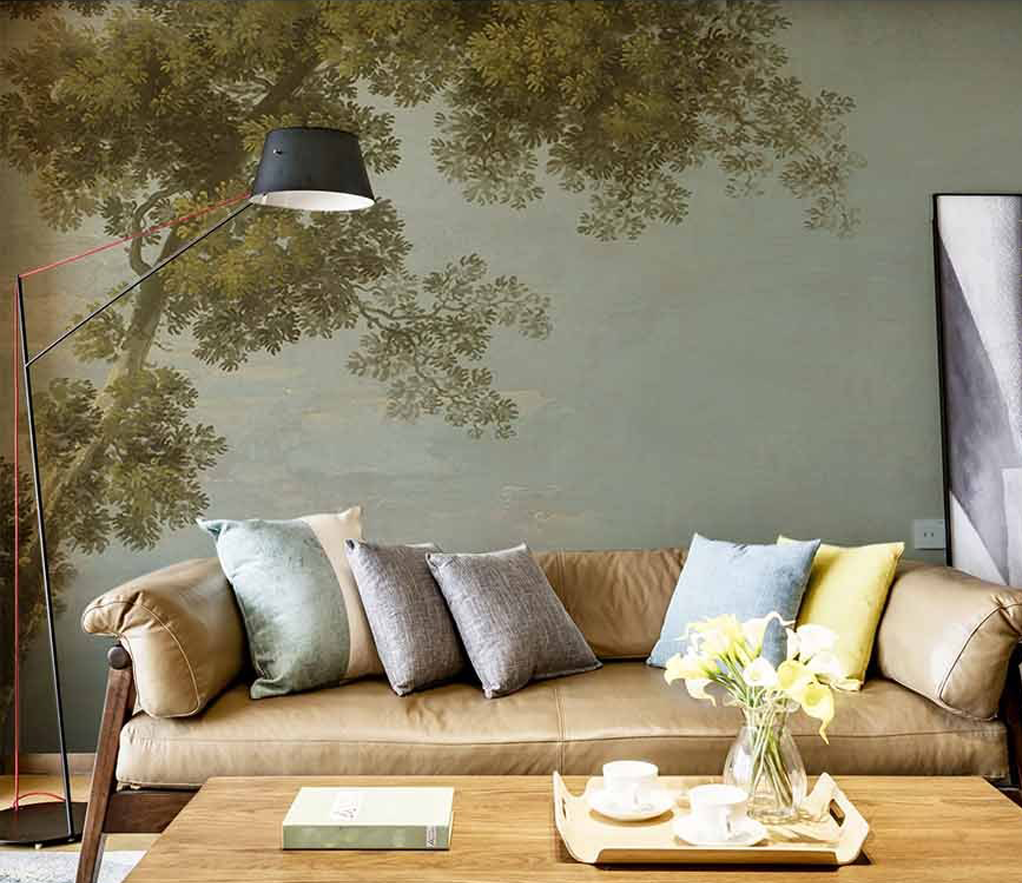 Green in Morning Shadow – Tree Wallpaper Murals-ChandeliersDecor