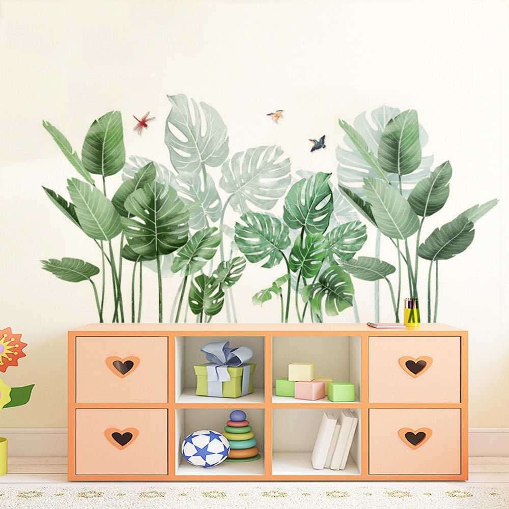 Green Leaf Wall Stickers for Bedroom Decoration Room Decor Wall Decals Removable Sticker for Home Decor Decorative Decals