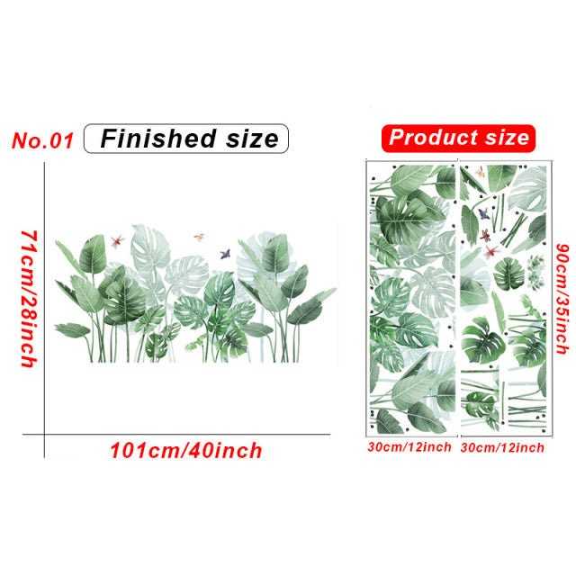 Green Leaf Wall Stickers for Bedroom Decoration Room Decor Wall Decals Removable Sticker for Home Decor Decorative Decals