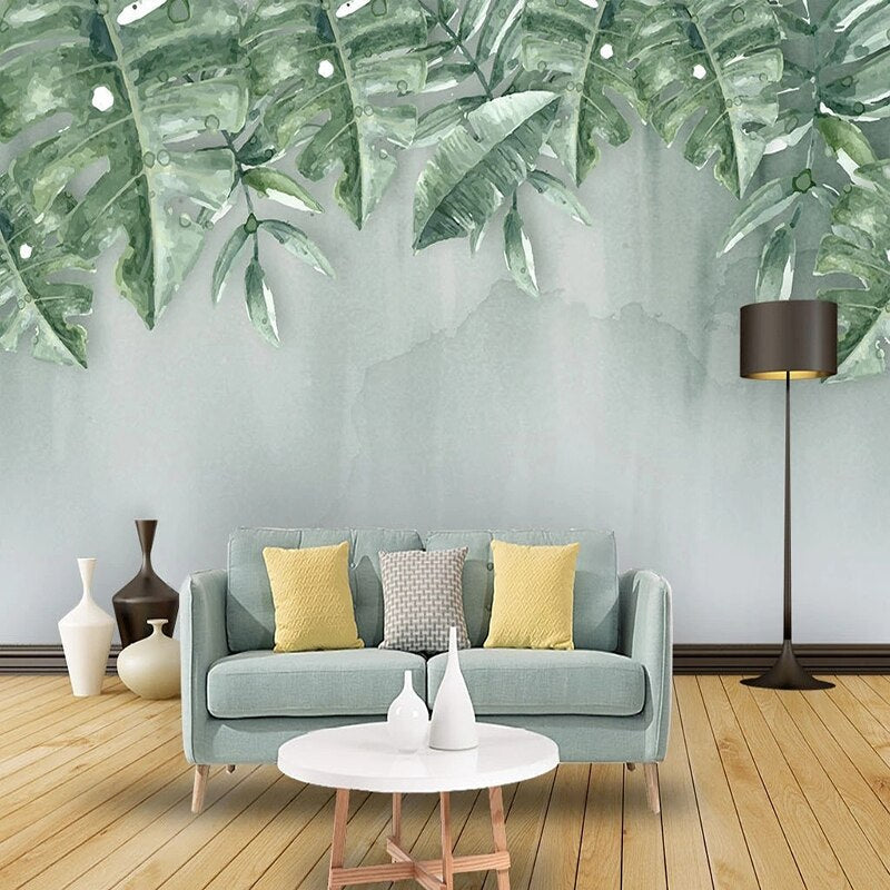 Green Leaf Wallpaper for Home Wall Decor-ChandeliersDecor