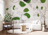Green Leaf Wallpaper Mural: Transform Your Room with Style-ChandeliersDecor.com