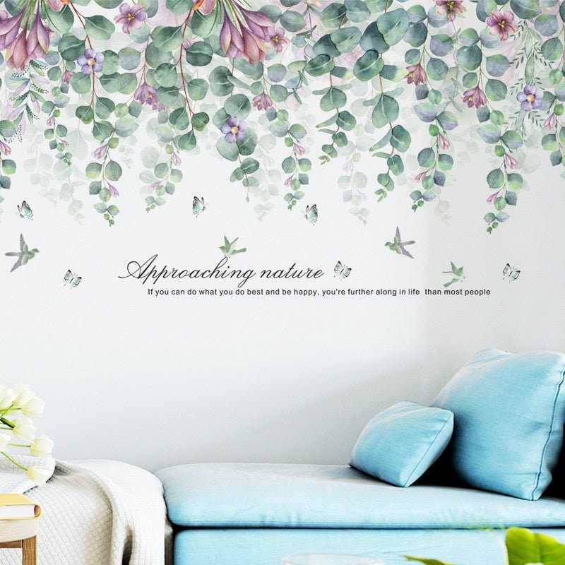Large Nature Green Leaves Wall Stickers | Wall Decals Eco-friendly Murals