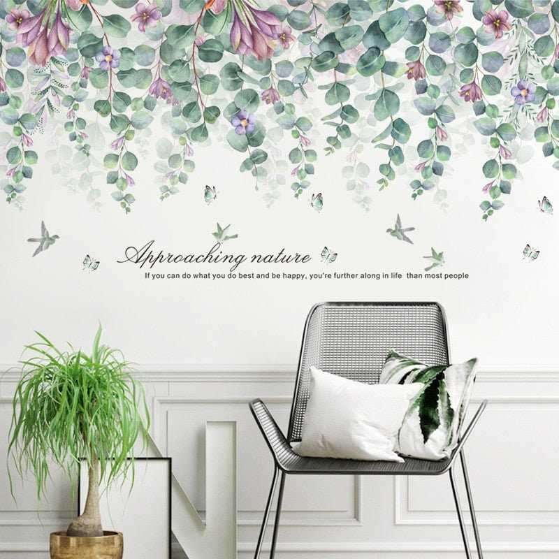 Large Nature Green Leaves Wall Stickers | Wall Decals Eco-friendly Murals