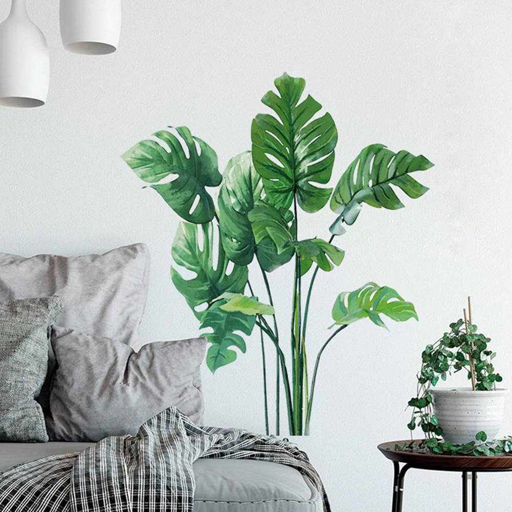 Tropical Green Leaves Plant Wall Sticker Decal for Home Non-toxic Odorless Removable Living Room Decor Art Mural Wall Decoration