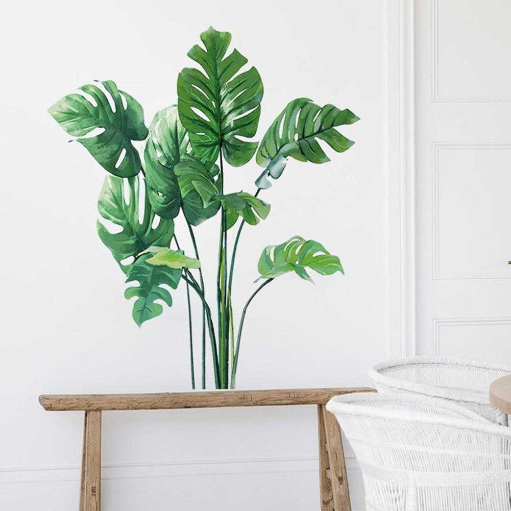 Tropical Green Leaves Plant Wall Sticker Decal for Home Non-toxic Odorless Removable Living Room Decor Art Mural Wall Decoration