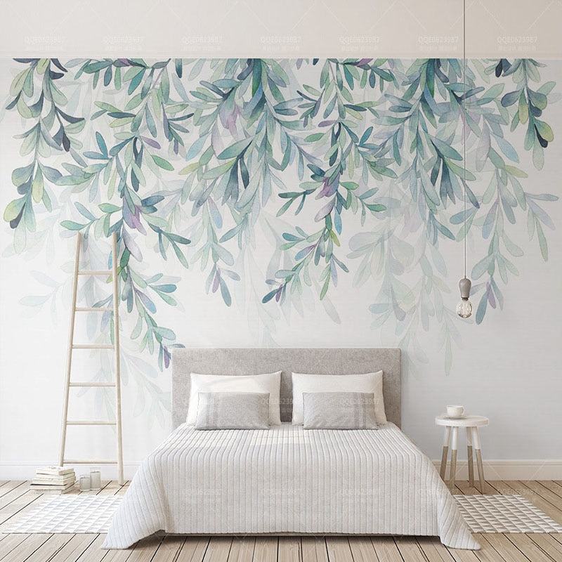 Green Leaves Wallpaper for Home Wall Decor-ChandeliersDecor