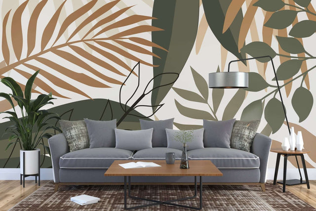 Green Leaves Wallpaper Mural - Transform Your Space-ChandeliersDecor.com