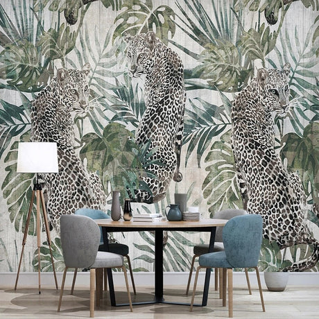 Green Plant Tiger Wallpaper for Home Wall Decor-ChandeliersDecor