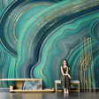 Green Stone Design Theme: Marble Wallpaper Mural-ChandeliersDecor