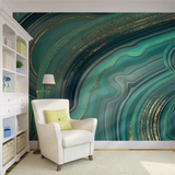 Green Stone Design Theme: Marble Wallpaper Mural-ChandeliersDecor