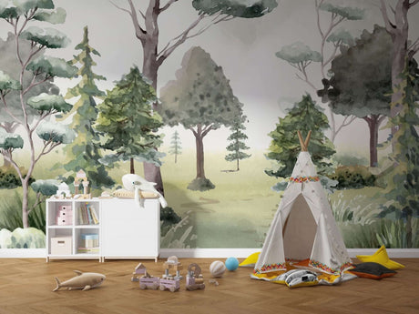 Green Trees Wallpaper Mural: Beautify Your Space-ChandeliersDecor.com