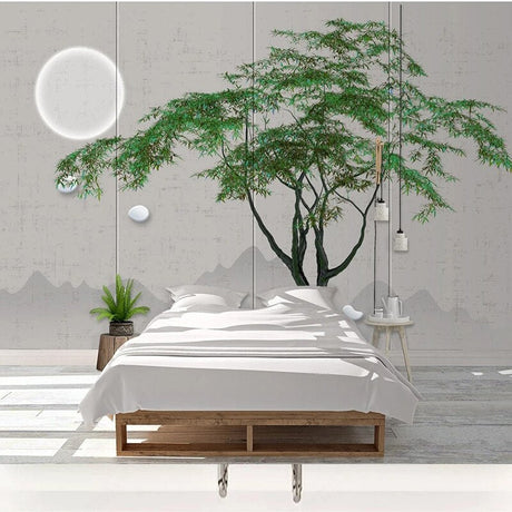 Green Willow Tree Wallpaper for Home Wall Decor-ChandeliersDecor